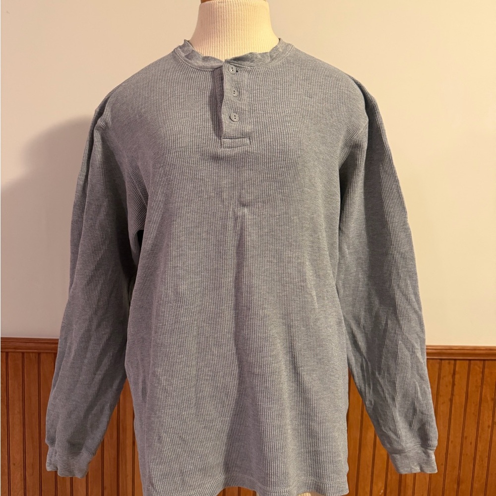 Lands' End Men's Gray Long Sleeve Henley